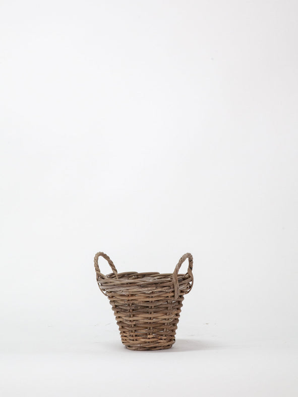 Handled Rattan Basket Planter - 3/set